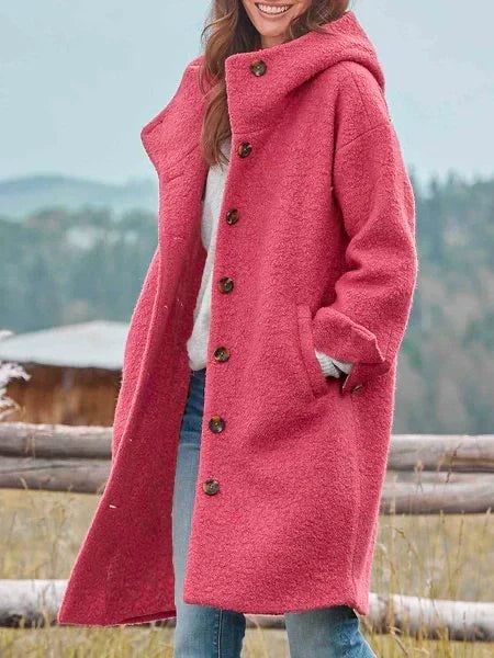 Jacinthe - Elegant Long Sleeve Coat With Buttons